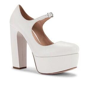 MIU MIU
Plain Mary Jane Platform Heels White Leather Women’s 41/11